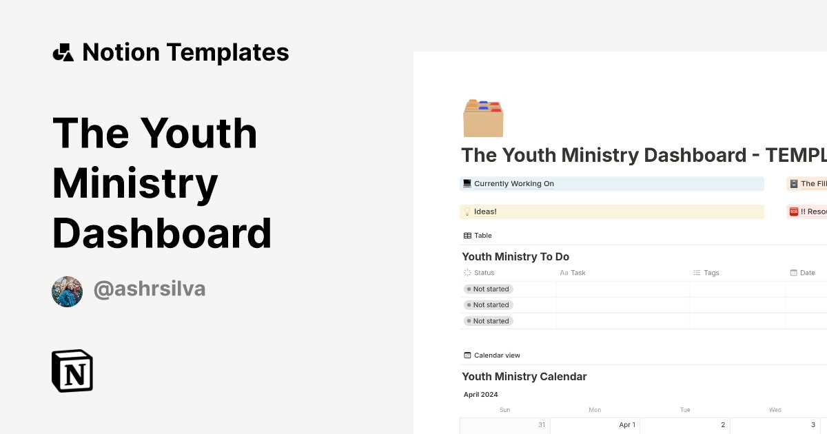 youth ministry calendar template