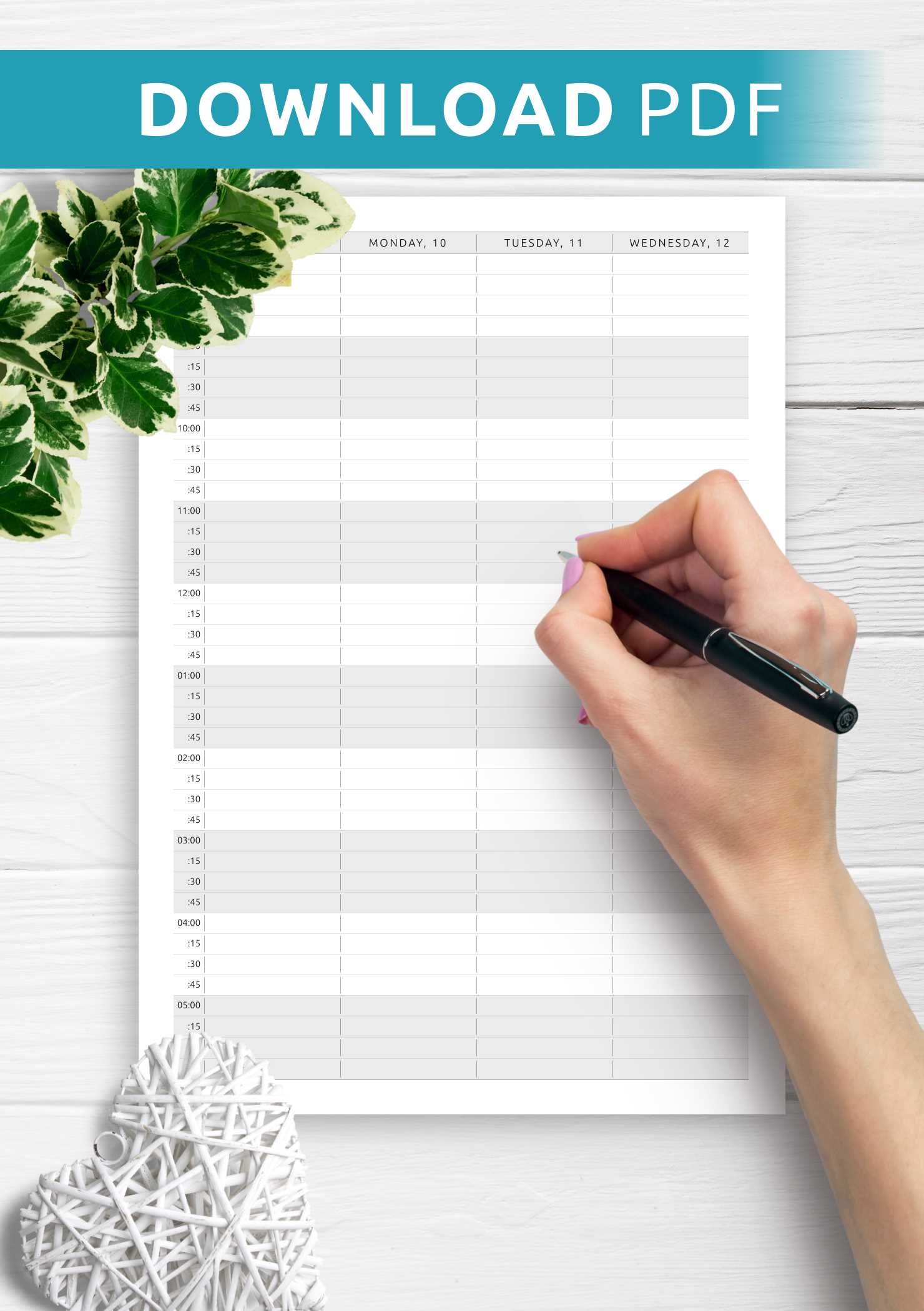 template for appointment calendar