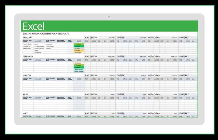 template social media content calendar