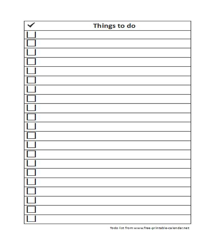 things to do template with calendar