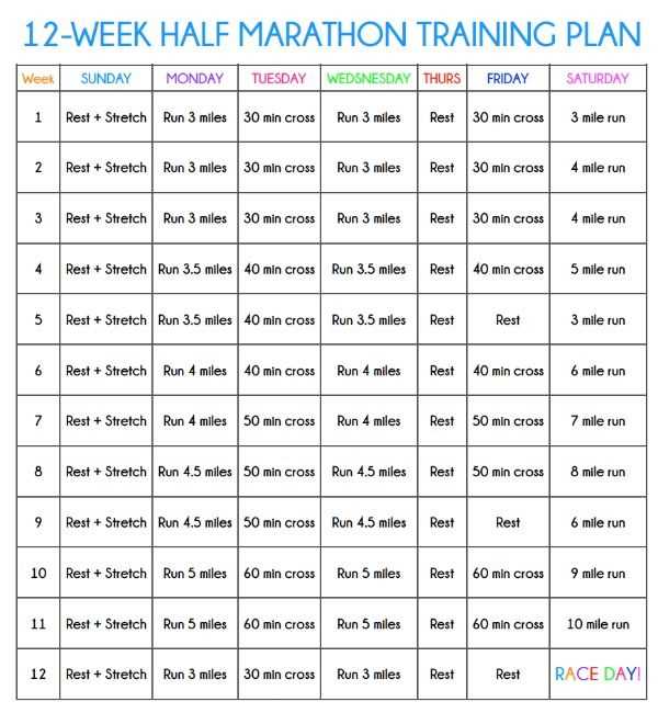 half marathon training calendar template