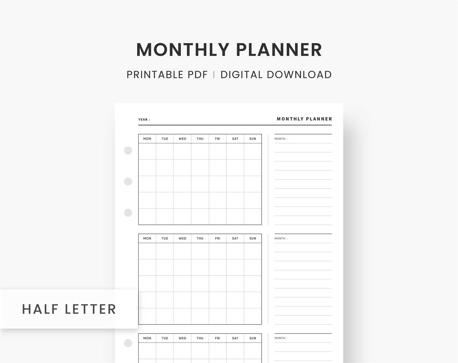 three month calendar template