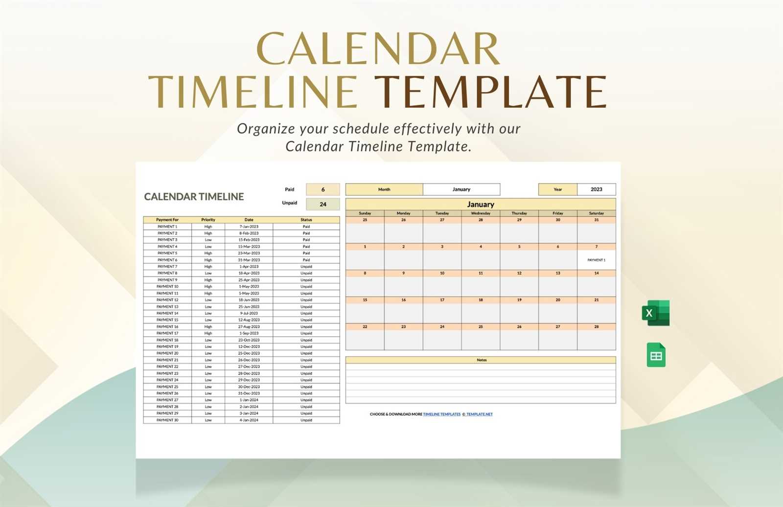 timeline calendar template free