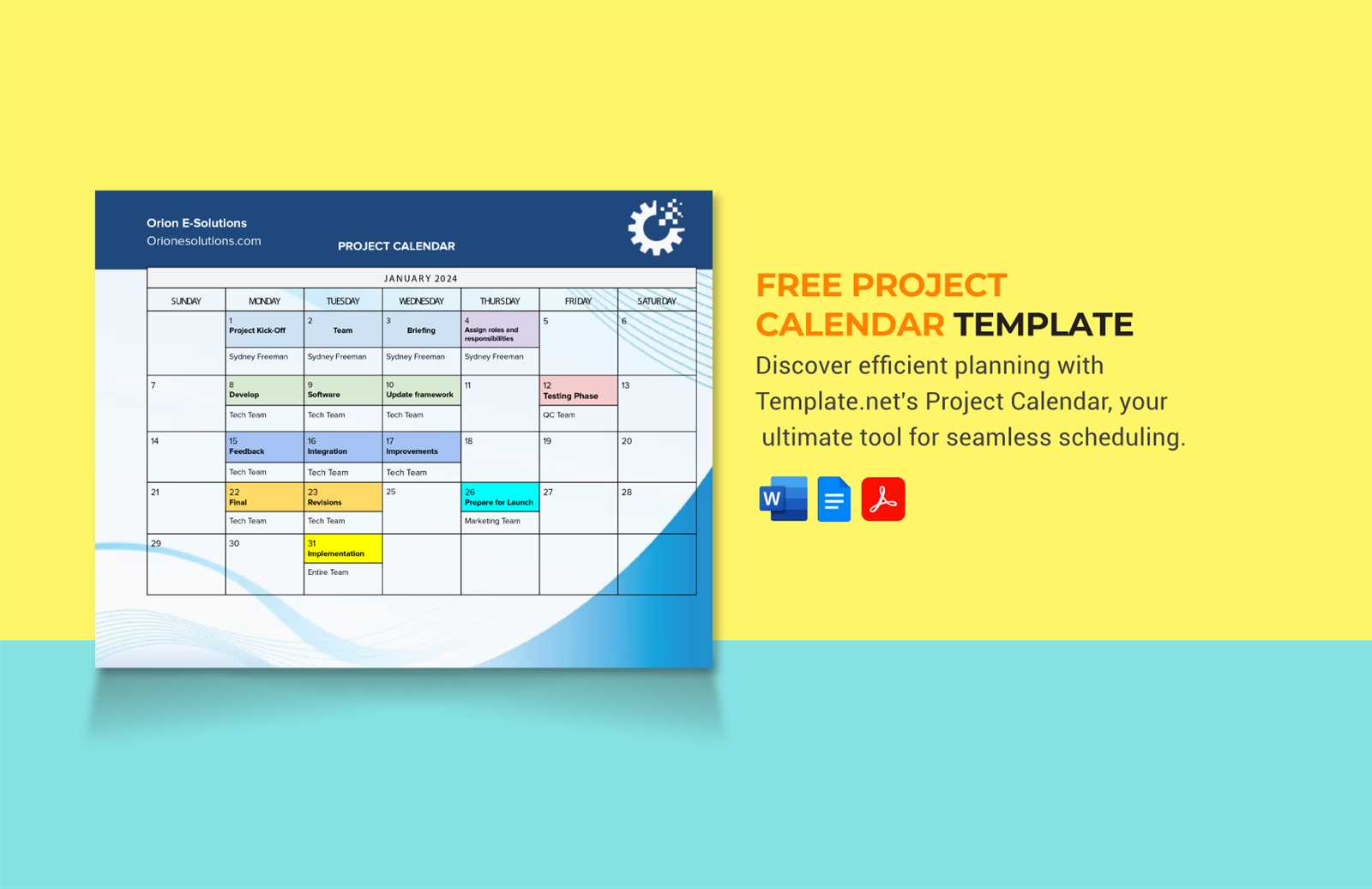 project schedule calendar template