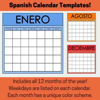 spanish calendar template