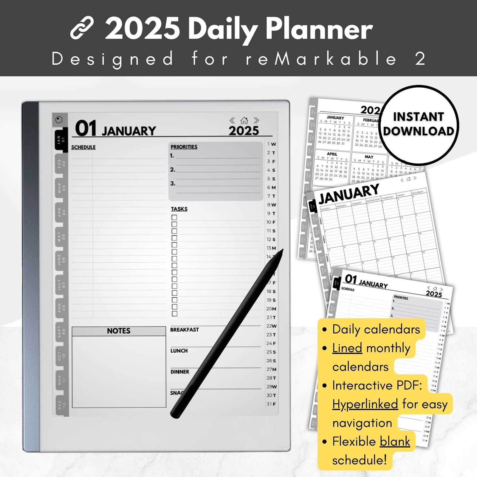 free daily calendar template 2025