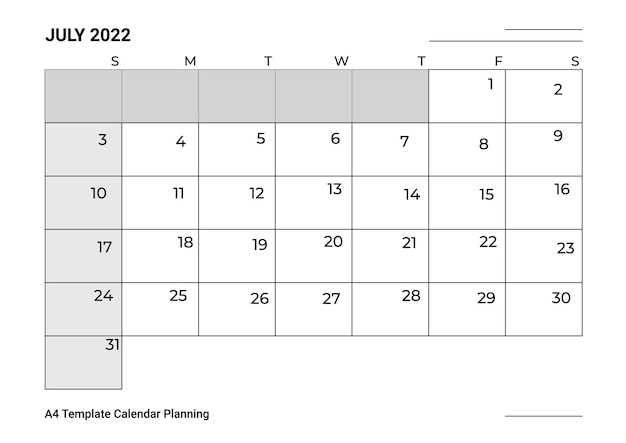 july and august calendar template