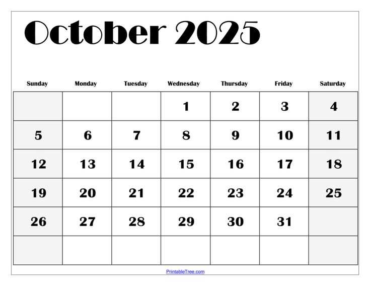 october 2025 calendar template