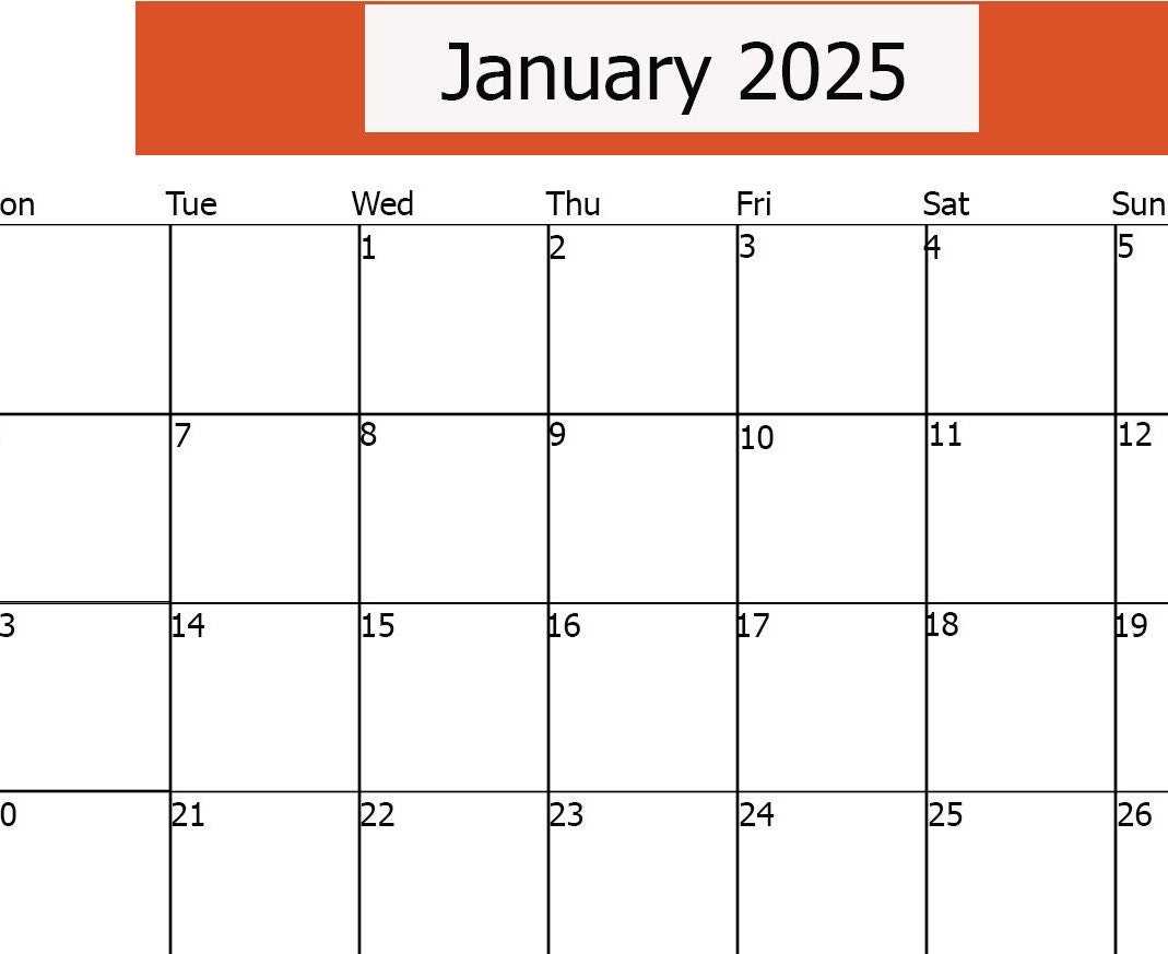 calendar template january 2025