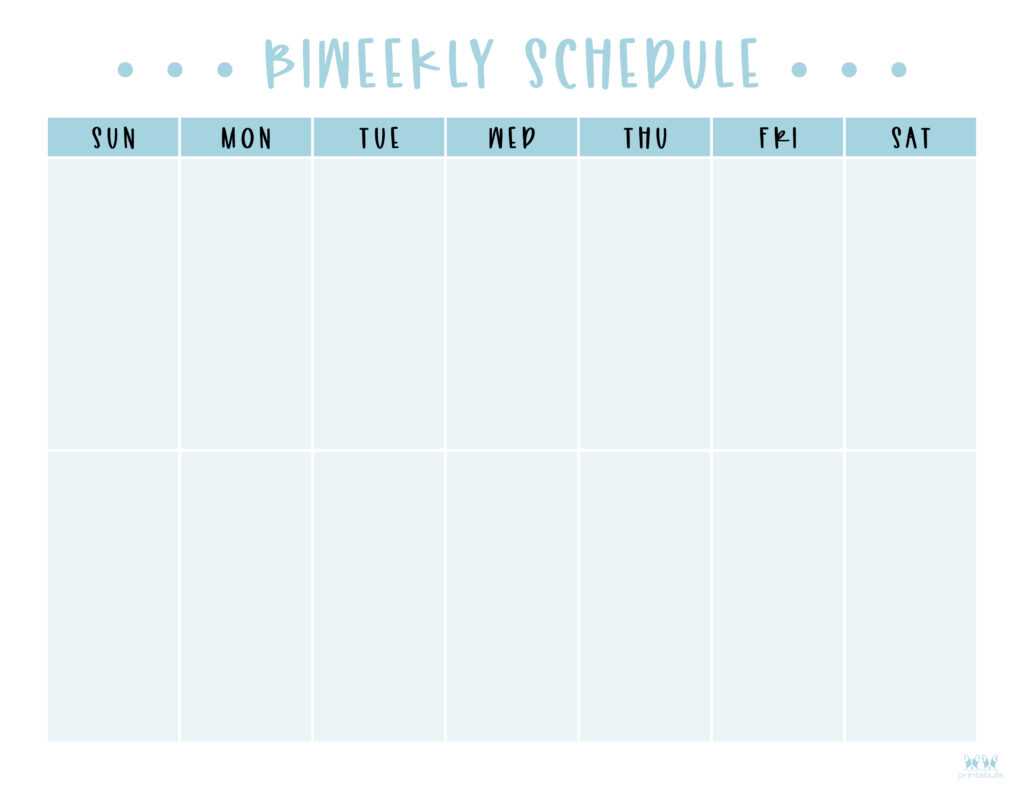 two week calendar template free