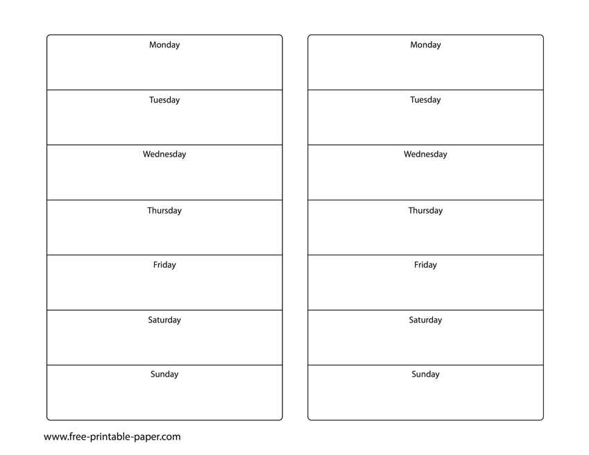 two week calendar template