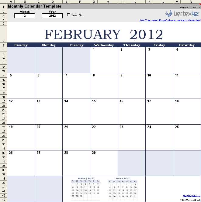 day and time calendar template