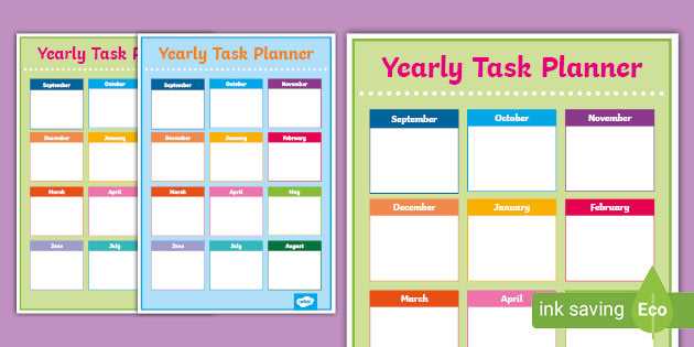 yearly task calendar template