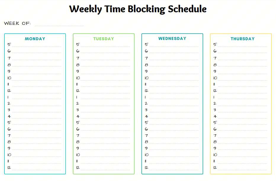 time block calendar template