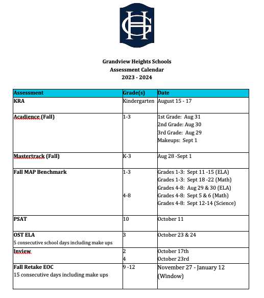 assessment calendar template