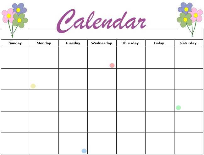 sample calendar of activities template