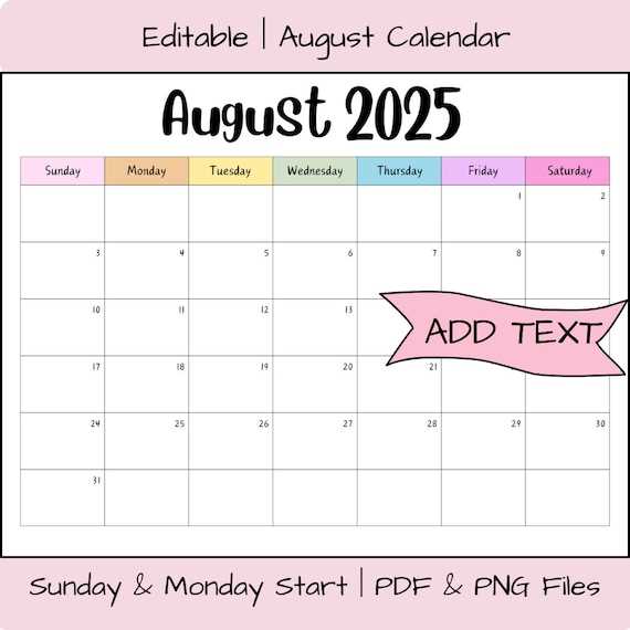 free activity calendar template 2025