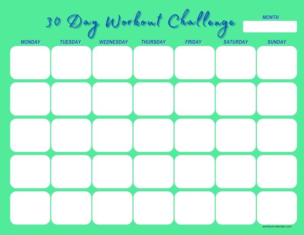 30 day workout calendar template