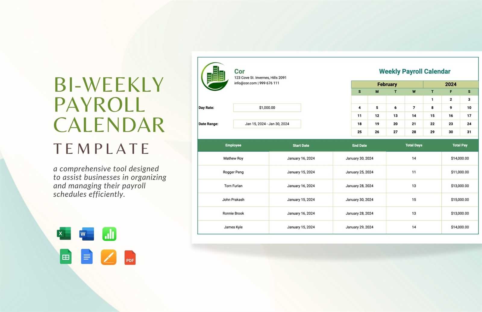 payroll calendar templates