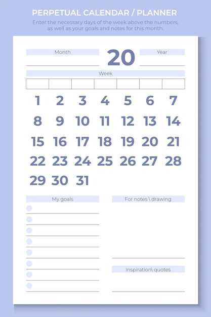 perpetual calendar template printable