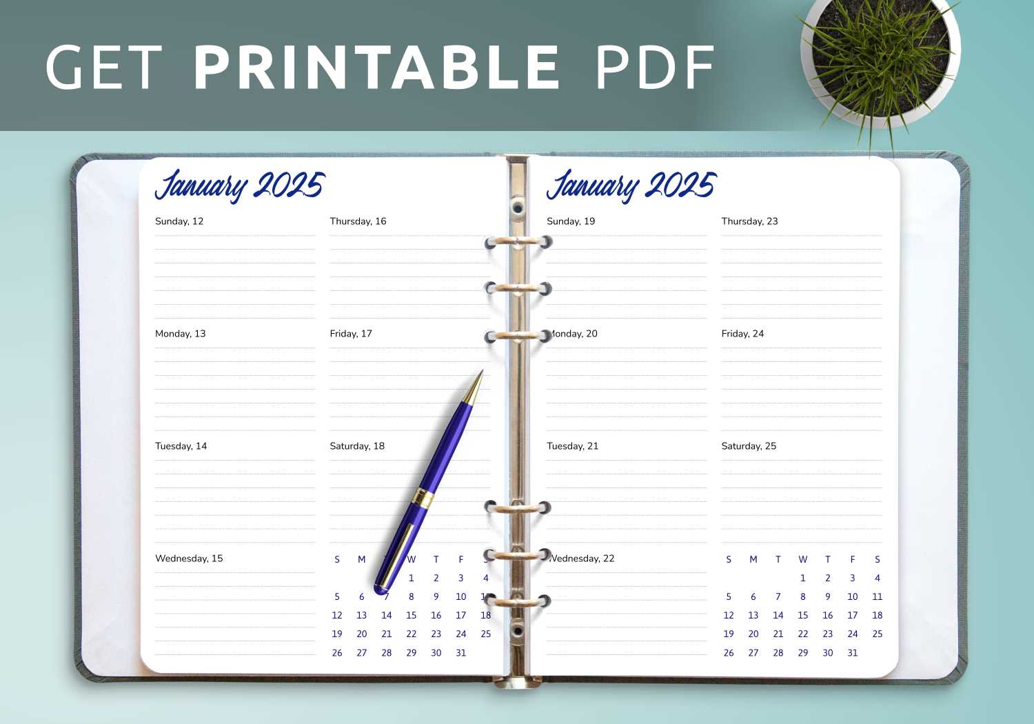 printable 12 week calendar template