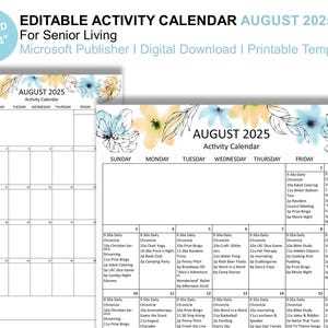 activity calendar template for seniors