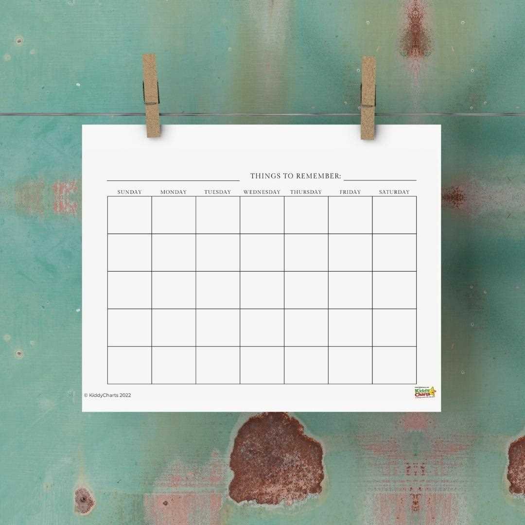 printable empty calendar template