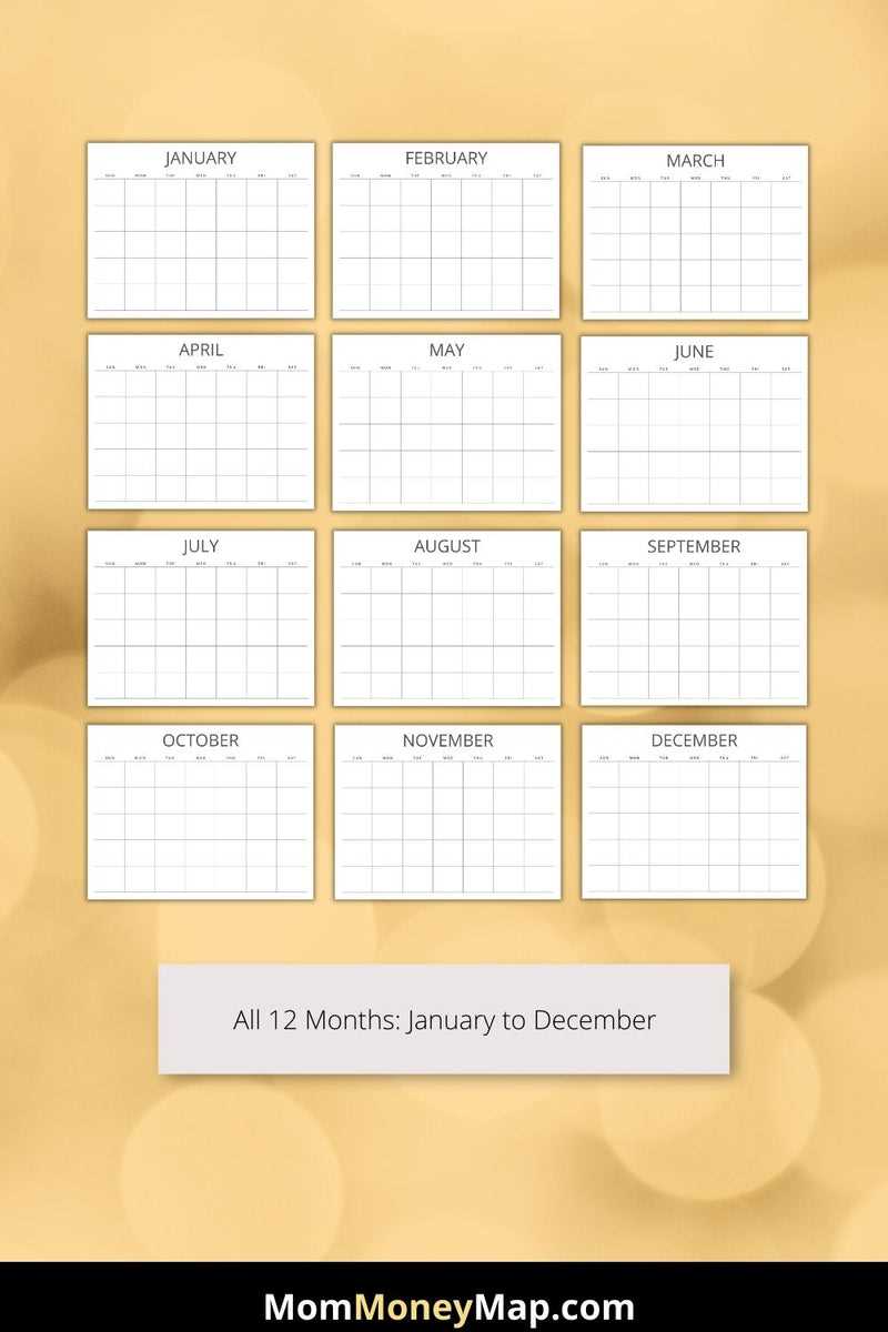 blank 12 month calendar template