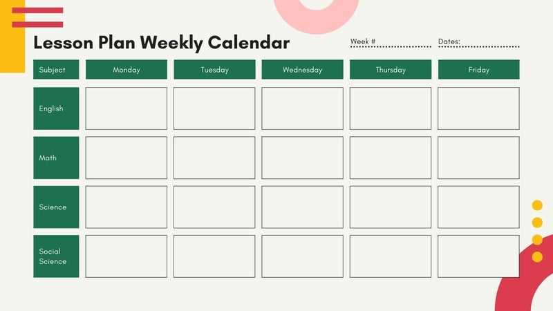 unit plan calendar template