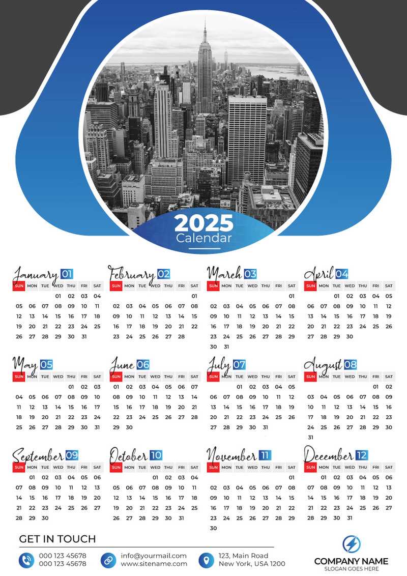 commercial calendar 2025 template