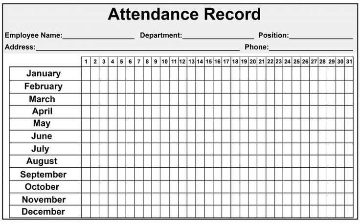 attendance calendar template