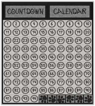 100 day countdown calendar template