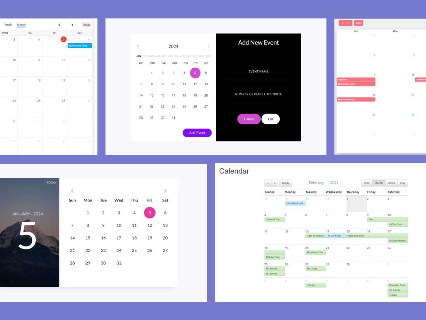 bootstrap template calendar