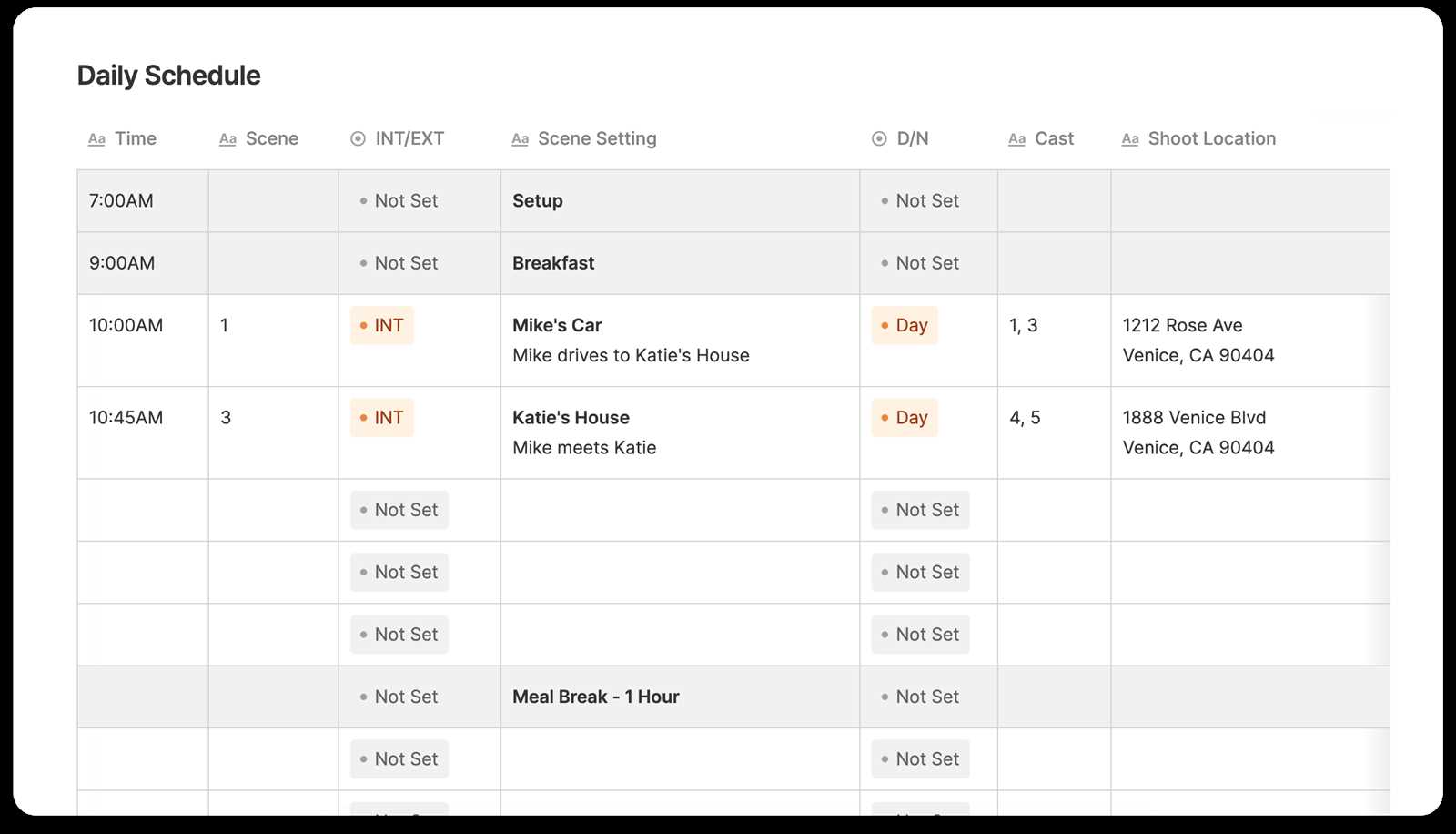 film production calendar template