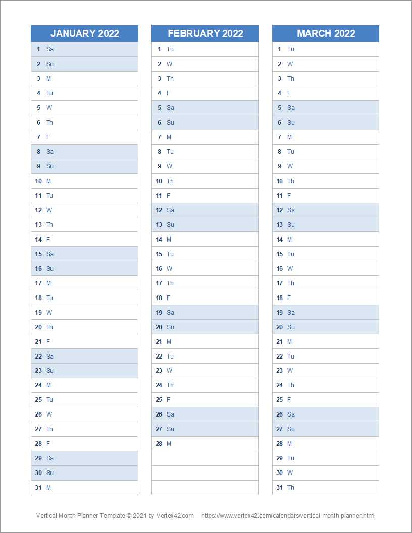 blank calendar template vertical