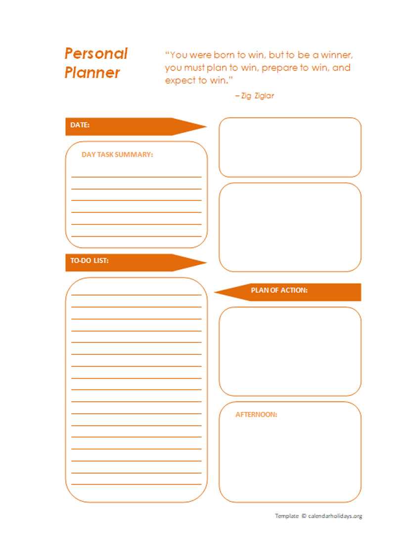 blank daily calendar template