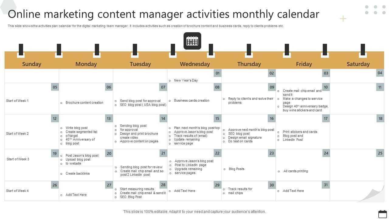 marketing monthly calendar template