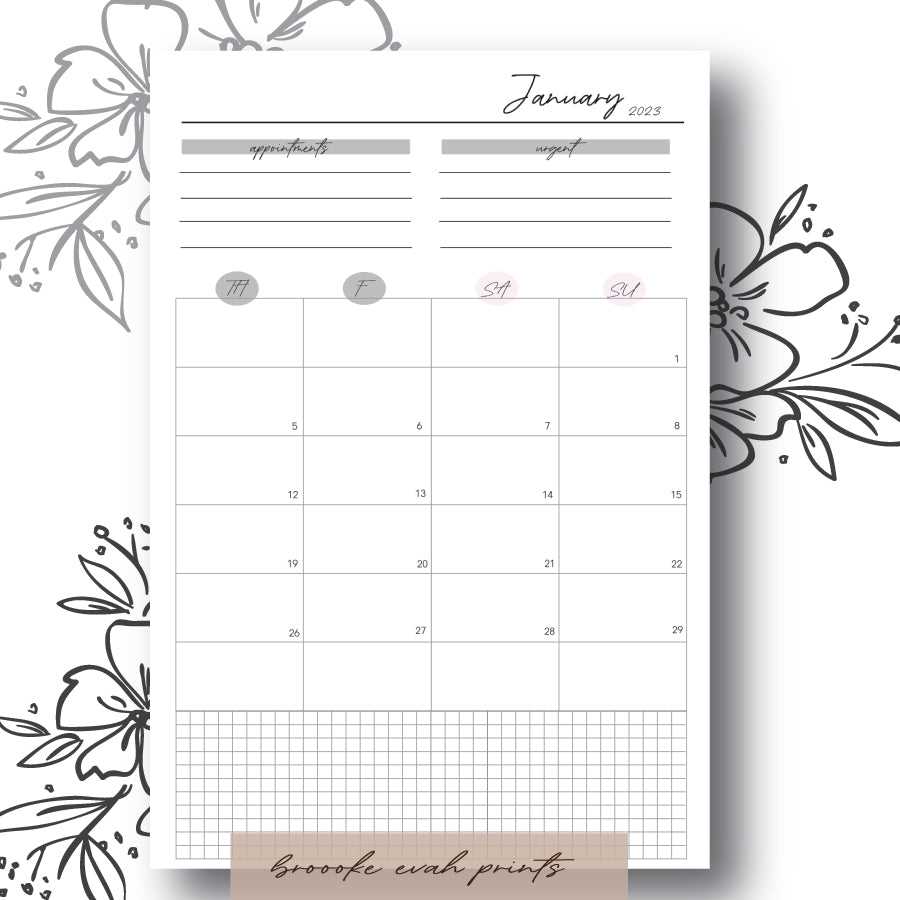 poster size calendar template