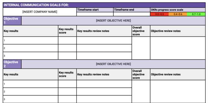 internal comms calendar template