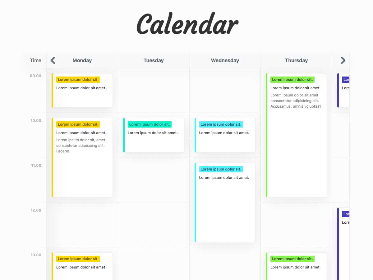 html event calendar template