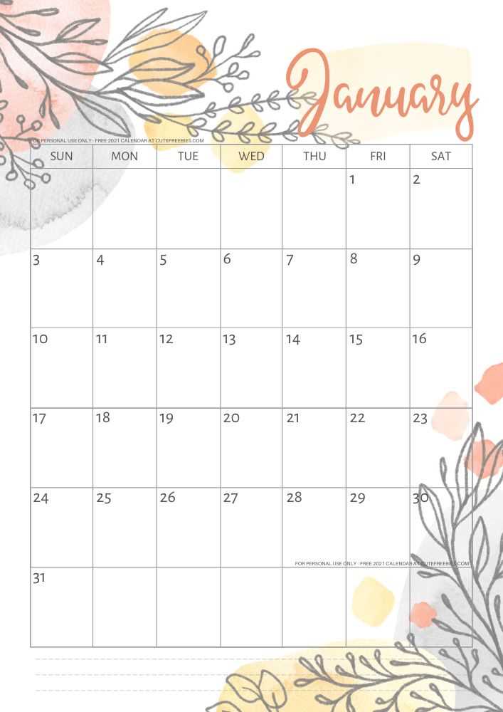 pretty monthly calendar template