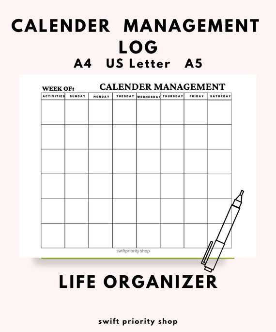 printable activity calendar template