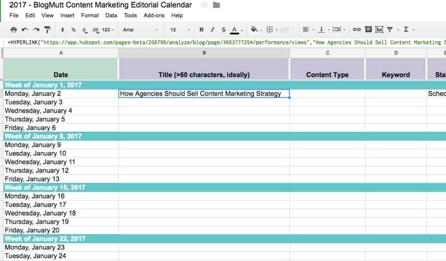 hubspot editorial calendar template