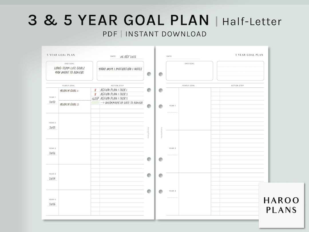 5 year planning calendar template