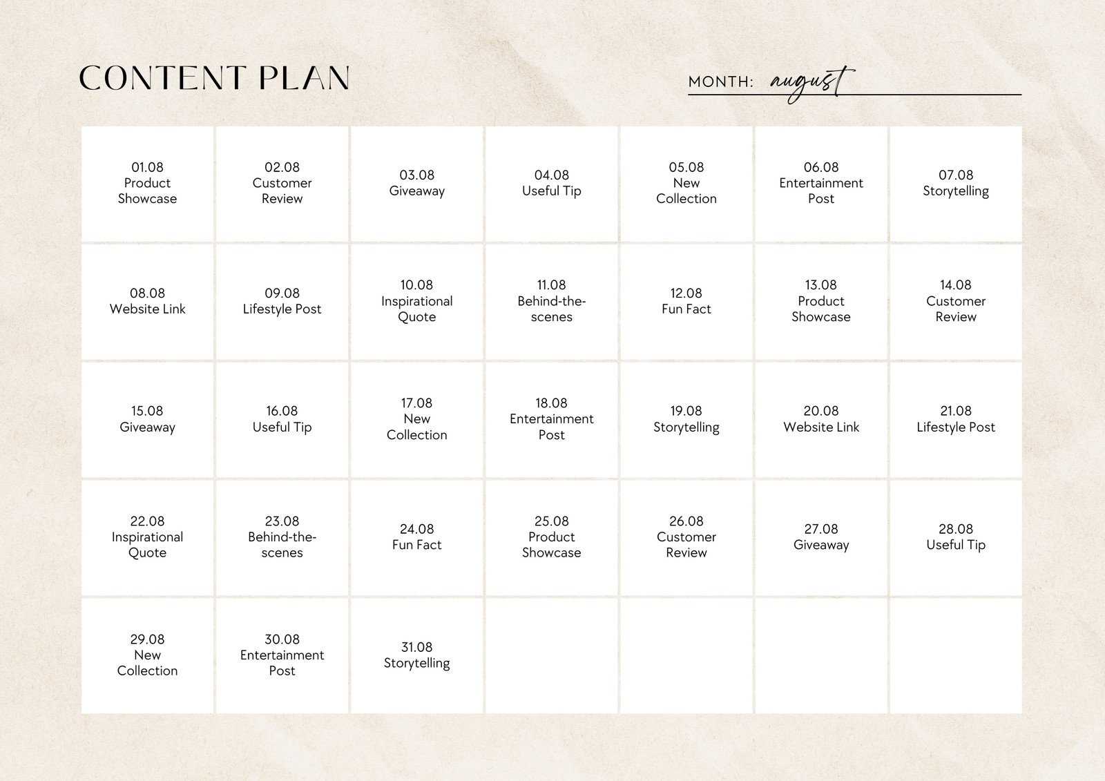 canva content calendar template