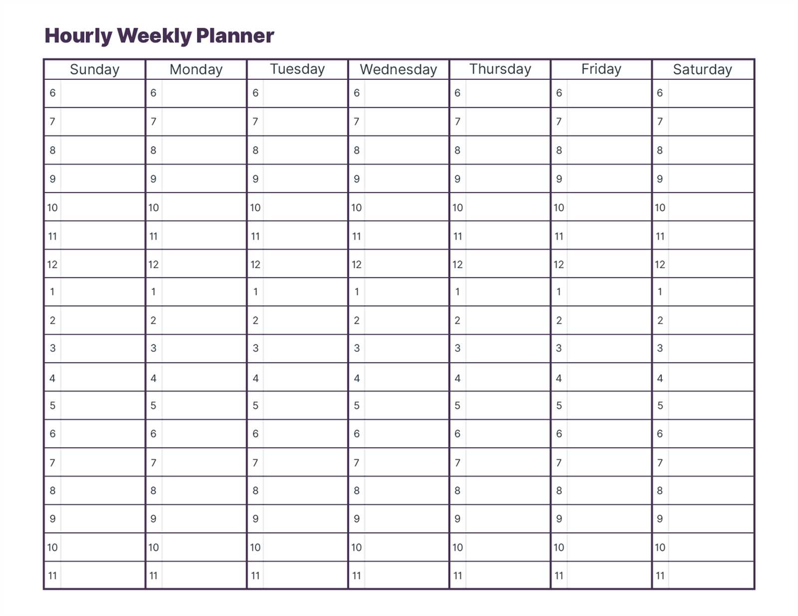 business week calendar template