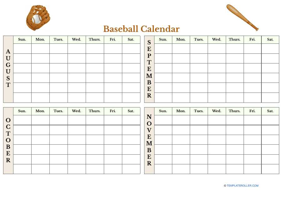 free baseball calendar template