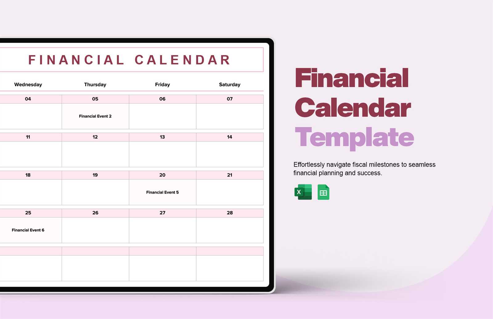 finance calendar template