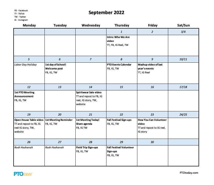 website content calendar template