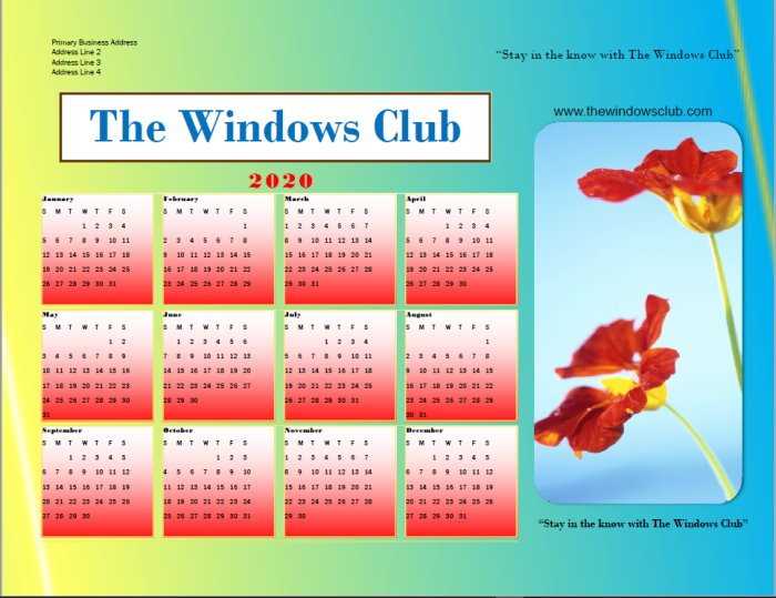 microsoft publisher calendar templates 2026